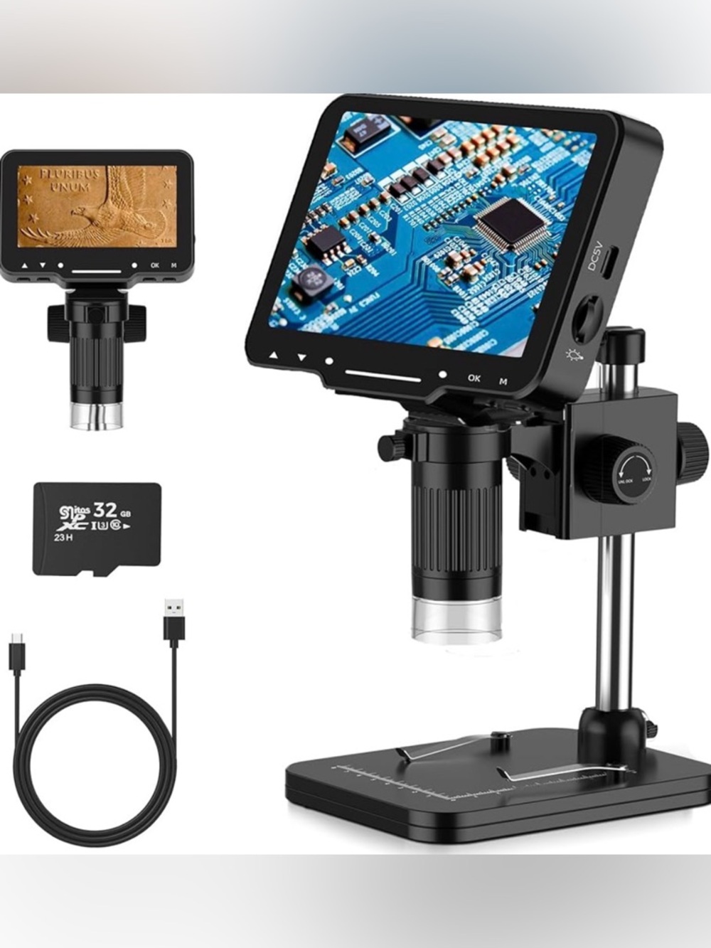 LCD Digital Microscope, 4.3 Inch 1080P 10 Megapixels